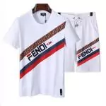 manches courtes de survetement fendi homme marque stripe fendi mode blanc